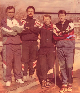 1992 рік. Арбітри (зліва направо) В. Бабич, В. Онуфер, С. Селменський та В. Югас.